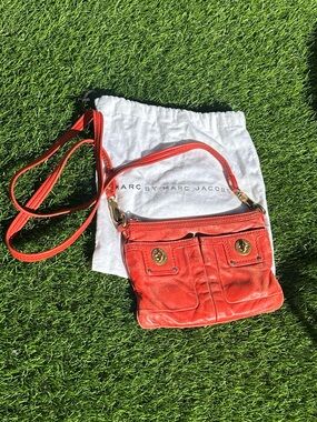 Marc by Marc Jacobs Red Leather Crossbody with Dual Front Pockets & Dust bag